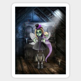 Goth fairy and piano Sticker